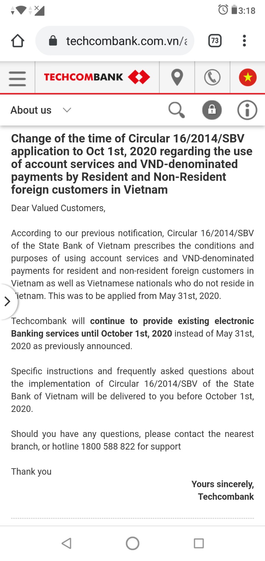 越南房地產投資與出租 | 越南投資>TECHCOM BANK延長外國投資人網銀使用時限