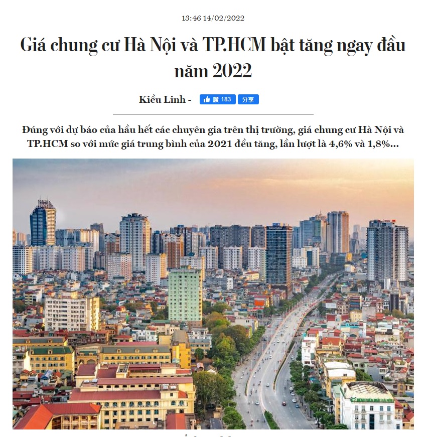 越南房地產投資與出租 | 2022年第一季後疫情時代，河內市房地產價格如何了呢?